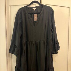 J.Jill black tiered 3/4 length sleeve dress, XL, NWT
